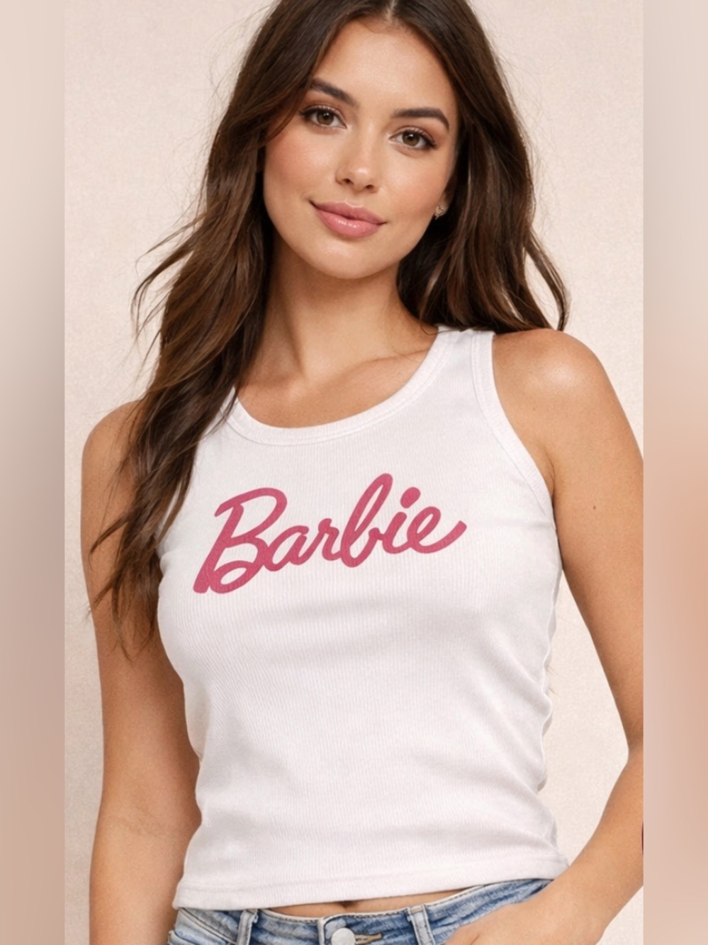 💕Barbie Retro Ribbed Tank Y2K Retro Fun Women’s Medium EUC